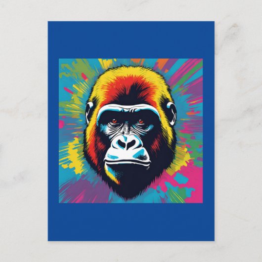 Gorilla Pop Cartoon Zeichnend Postkarte (Vorderseite)