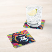 Gorilla Pop Cartoon Zeichnend Rechteckiger Pappuntersetzer (Vor Ort)