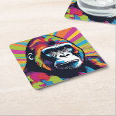 Gorilla Pop Cartoon Zeichnend Rechteckiger Pappuntersetzer (angewinkelt)