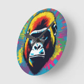 Gorilla Pop Cartoon Zeichnend Runde Wanduhr (Winkel)
