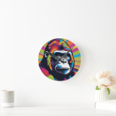 Gorilla Pop Cartoon Zeichnend Runde Wanduhr (Zuhause)