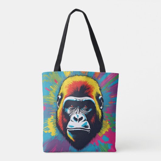Gorilla Pop Cartoon Zeichnend Tasche (Rückseite)