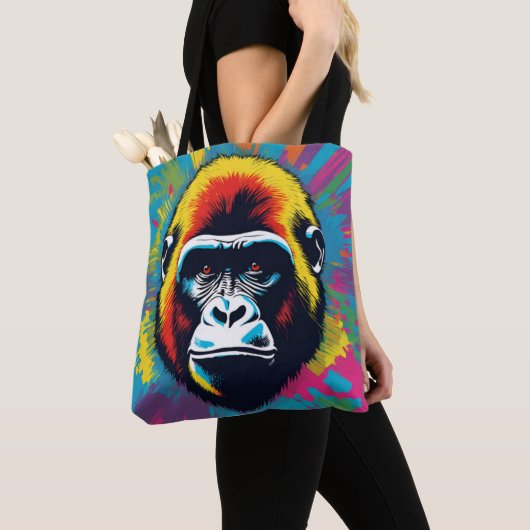 Gorilla Pop Cartoon Zeichnend Tasche (Von Nahem)