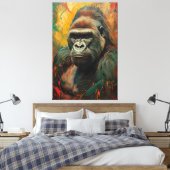 Gorilla Portrait Ein lebendiges Ölgemälde Leinwanddruck (Insitu (Schlafzimmer))