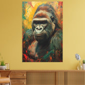 Gorilla Portrait Ein lebendiges Ölgemälde Leinwanddruck (Insitu (Wohnzimmer))
