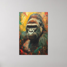 Gorilla Portrait Ein lebendiges Ölgemälde Leinwanddruck