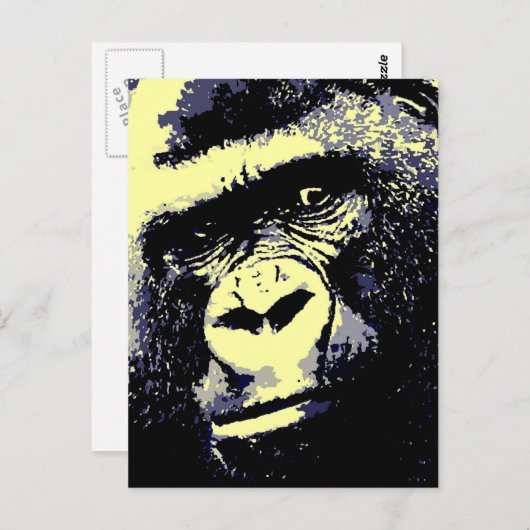 Gorilla Postkarte (Vorne/Hinten)
