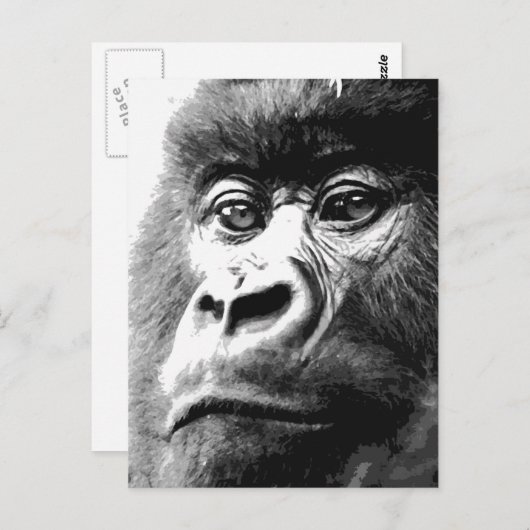 Gorilla Postkarte (Vorne/Hinten)