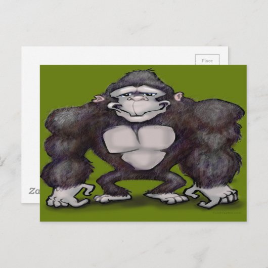 Gorilla Postkarte (Vorne/Hinten)