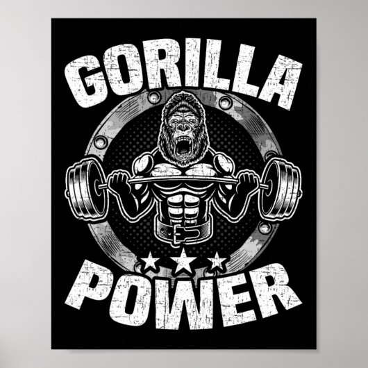 Gorilla Power Bodybuilding Gewichtheben Workout Poster (Vorne)
