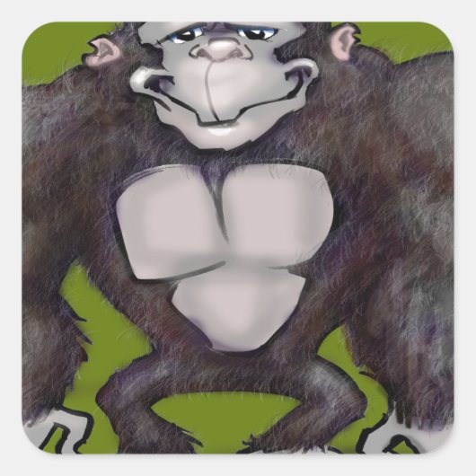 Gorilla Quadratischer Aufkleber (Vorderseite)