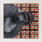 Gorilla Red Geometric | Afrikanische Wildtiere Puzzle (Horizontal)