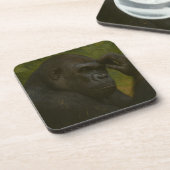 Gorilla Reflection - Ein durchdachtes Tierportrait Getränkeuntersetzer (Linke Seite)