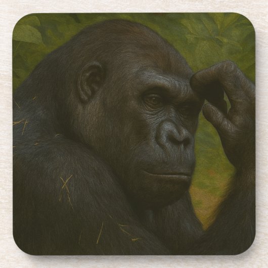 Gorilla Reflection - Ein durchdachtes Tierportrait Getränkeuntersetzer (Vorderseite)