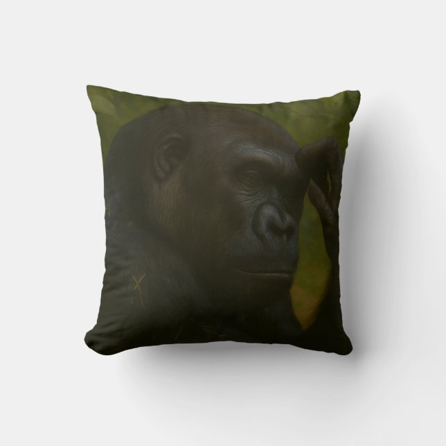 Gorilla Reflection - Ein durchdachtes Tierportrait Kissen (Vorderseite)