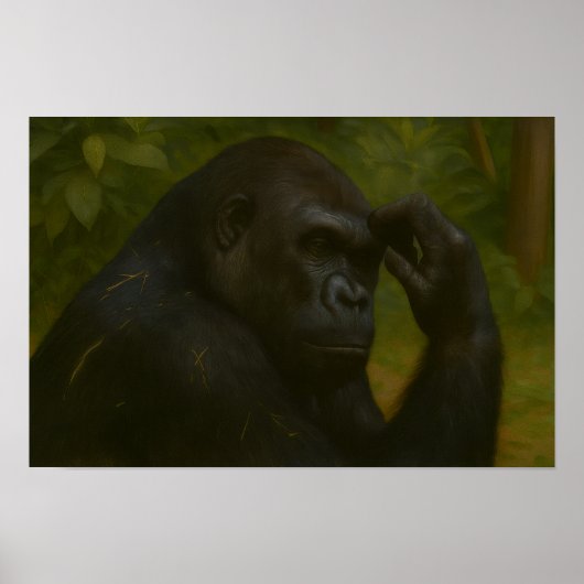 Gorilla Reflection - Ein durchdachtes Tierportrait Poster (Vorne)
