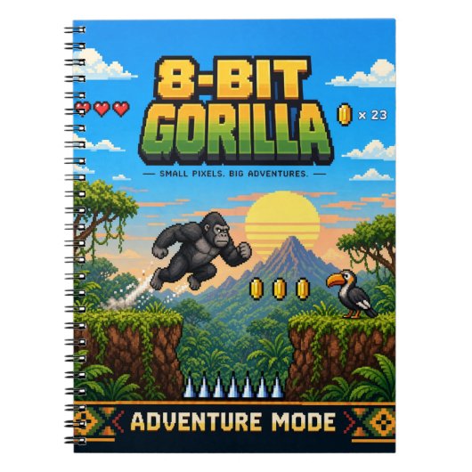 Gorilla, Retro-8-Bit-Pixel-Art Notizblock (Vorderseite)
