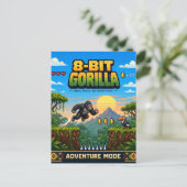 Gorilla, Retro-8-Bit-Pixel-Art Postkarte (Stehend Vorderseite)