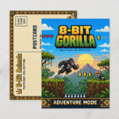 Gorilla, Retro-8-Bit-Pixel-Art Postkarte (Vorne/Hinten)