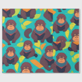 Gorilla Retro Personalisiertes Muster Geschenkpapier (Flach)