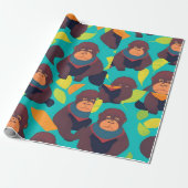 Gorilla Retro Personalisiertes Muster Geschenkpapier (Ungerollt)