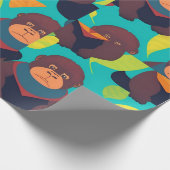 Gorilla Retro Personalisiertes Muster Geschenkpapier (Ecke)