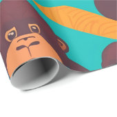 Gorilla Retro Personalisiertes Muster Geschenkpapier (Rolleneckpunkt)