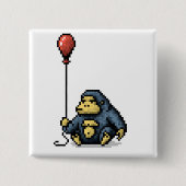 Gorilla-roter Ballon-Schatten-Pixel-Kunst-Knopf Button (Vorderseite)
