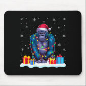 Gorilla Santa Hat Christmas Tree Light Xmas Pajama Mousepad (Vorne)
