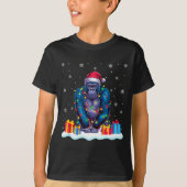 Gorilla Santa Hat Christmas Tree Light Xmas Pajama T-Shirt (Vorderseite)