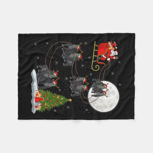 Gorilla Santa Sleigh Flying Funny Magical Christma Fleecedecke (Vorderseite (Horizontal))