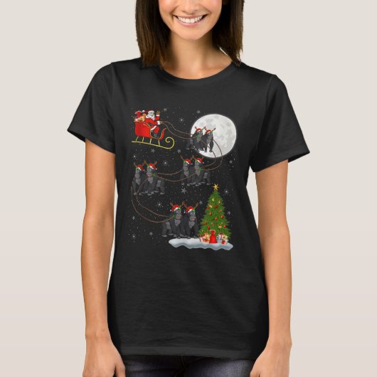 Gorilla Santa Sleigh Flying Funny Magical Christma T-Shirt (Vorderseite)