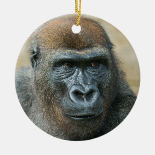 Gorilla Schlüsselring Keramik Ornament (Vorne)