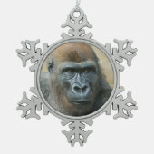 Gorilla Schneeflocken Zinn-Ornament (Vorderseite)