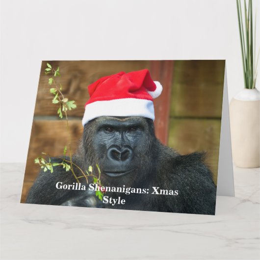 Gorilla Shenanigans über Weihnachten Karte (Vorderseite)