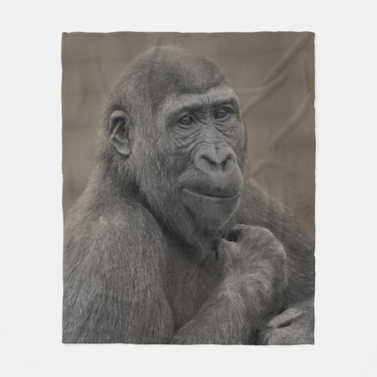 Gorilla Shufai Portrait Fleecedecke (Vorderseite)