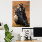 Gorilla, Silber in der Abenddämmerung Poster (Heimbüro)