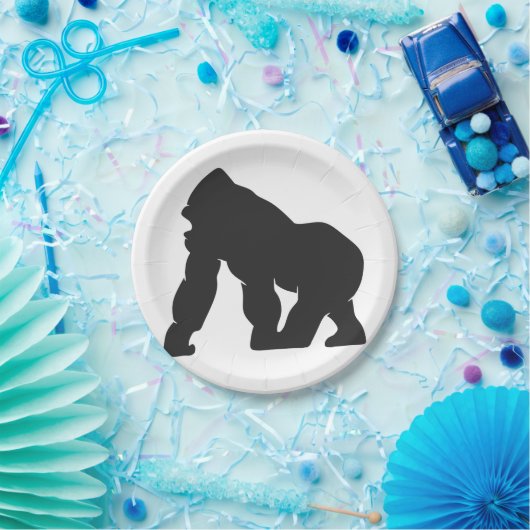 Gorilla-Silhouette Pappteller (Party)