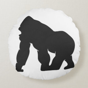 Gorilla-Silhouette Rundes Kissen