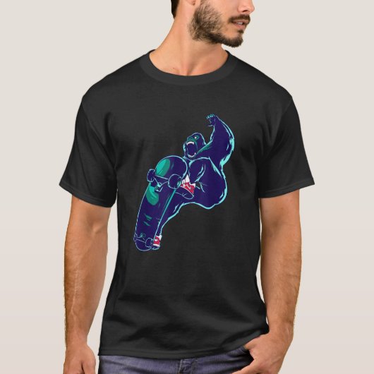 Gorilla Skate Funny Skateboard Geschenk T-Shirt (Vorderseite)