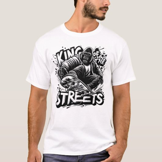 Gorilla Skateboarding - King of the Streets lustig T-Shirt (Vorderseite)