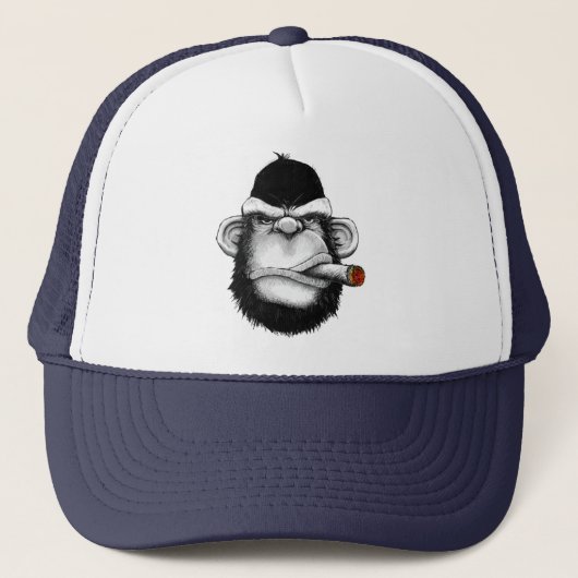 Gorilla Smoking Cigar Truckerkappe (Vorderseite)