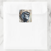 Gorilla Spritzer Parco delle camelie Locarno Pose Quadratischer Aufkleber (Tasche)