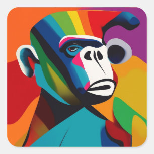 Gorilla-Stil Quadratischer Aufkleber