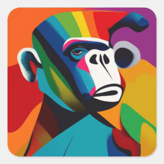 Gorilla-Stil Quadratischer Aufkleber