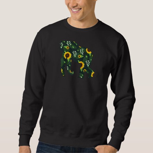 Gorilla Sunflower Girl Floral Ape Animal Hawaii Sweatshirt (Vorderseite)
