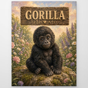 Gorilla Süßes Baby-Geschichtenbuch-Nursery-Tier Postkarte