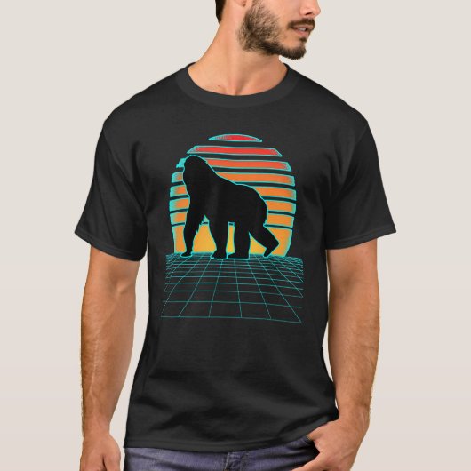 Gorilla Synthwave 80er Style Ästhetische Vaporwave T-Shirt (Vorderseite)