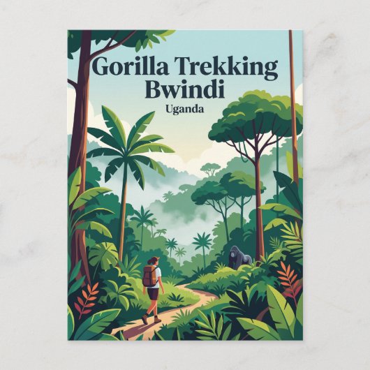 Gorilla-Trekking Bwindi Undurchdringlicher Wald Ug Postkarte (Vorderseite)