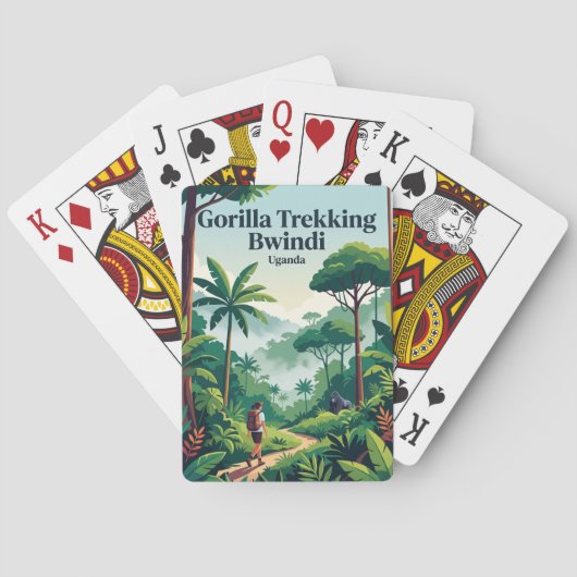 Gorilla-Trekking Bwindi-undurchdringlicher Wald Ug Spielkarten (Rückseite)